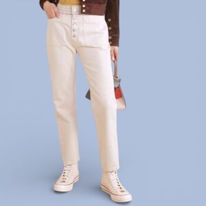 Re/Done x Blanca Miró Ivory Jeans Size 31 with Rainbow Striped Details